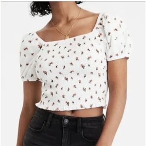 American Eagle Smocked Crop Top Size S